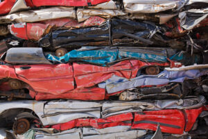 Stack of crushed cars