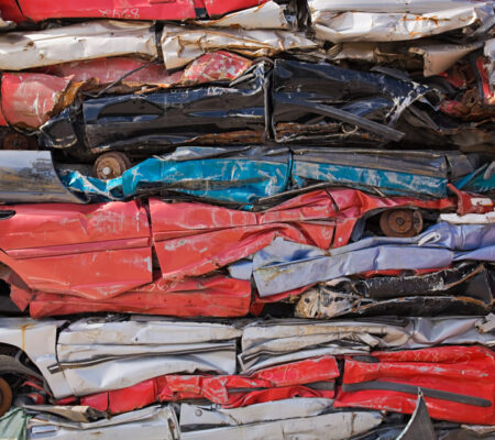Stack of crushed cars