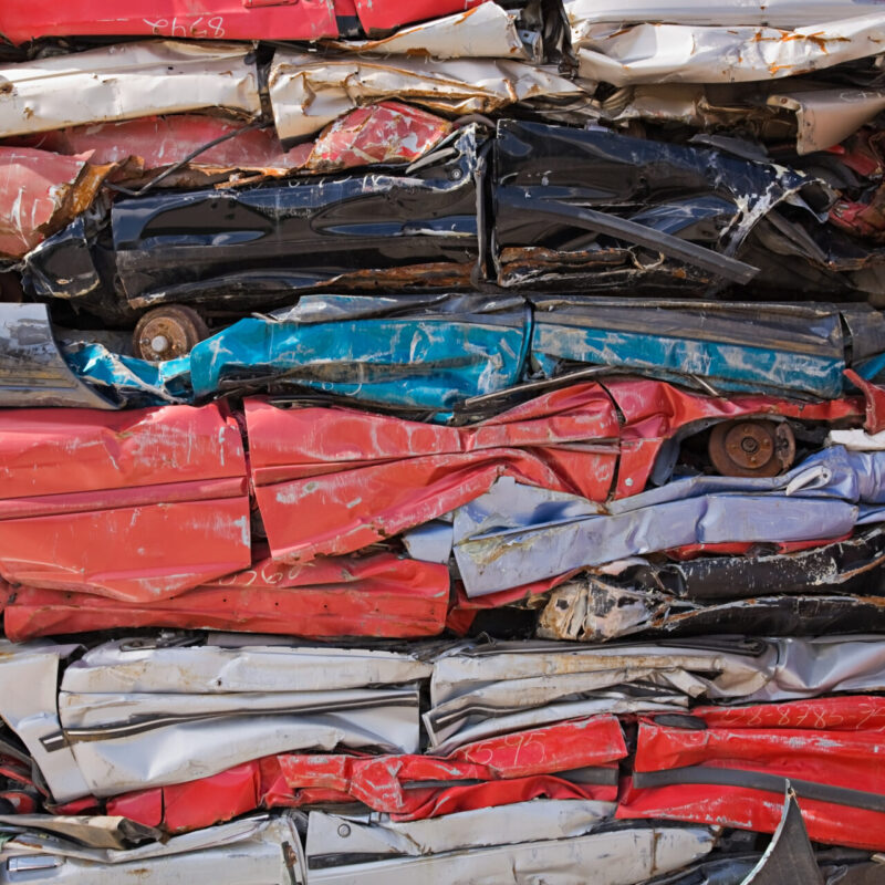 Stack of crushed cars