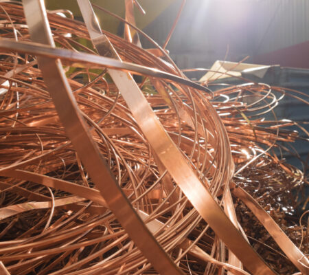 Copper in a scrap metal recycling plant